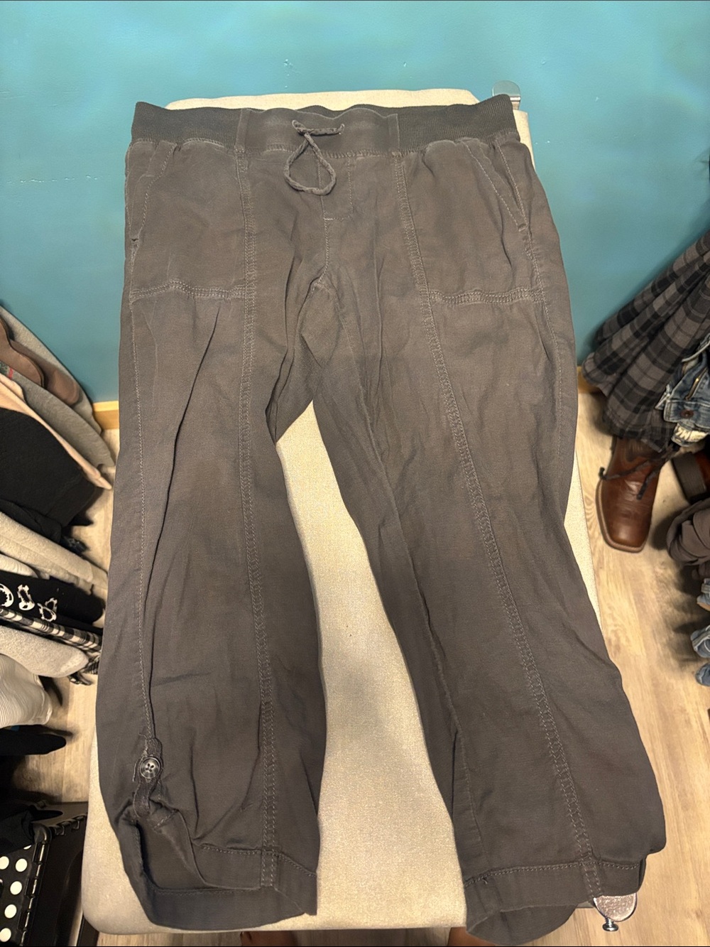 SO Women's Dark Gray Capris with Drawstring Waist